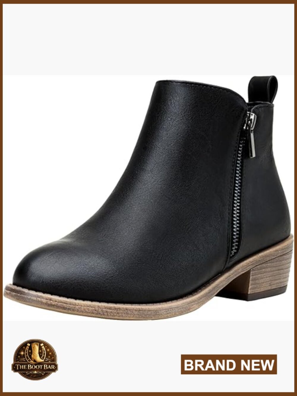 Ankle Boots Low Heel Classic Short Booties Comfortable Zip Closure